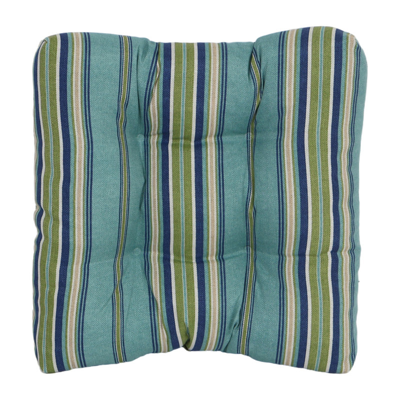 Outdoor 5'' Seat Cushion, Blue/Green Striped