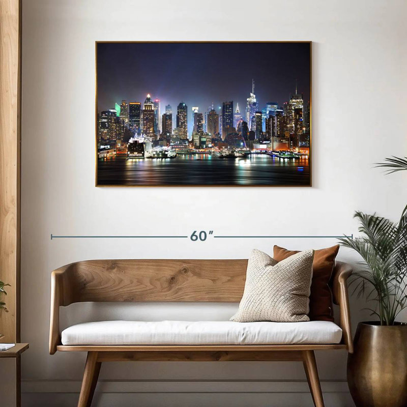 Veilleuses de New York, Cadre flottant doré, 43 po x 29 po
