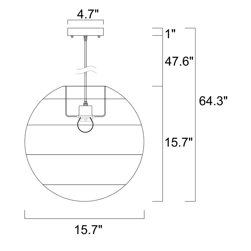 Luminaire suspendu sphérique en rotin 1 lumière Denise