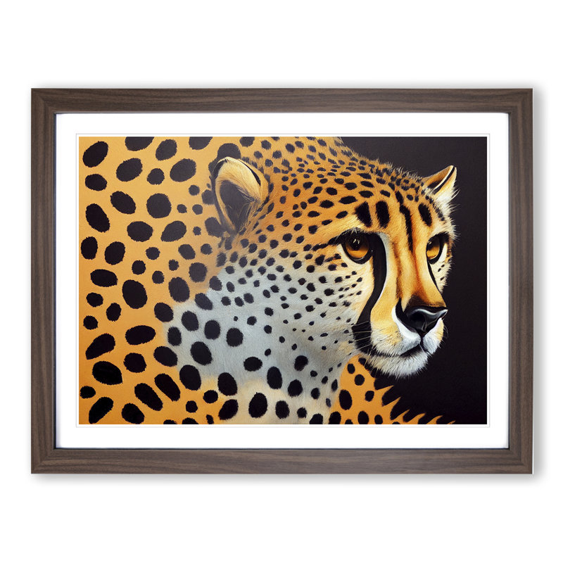 Explosive Cheetah - Single Picture Frame Print, 46cm H x 64cm W x 2cm D, Walnut