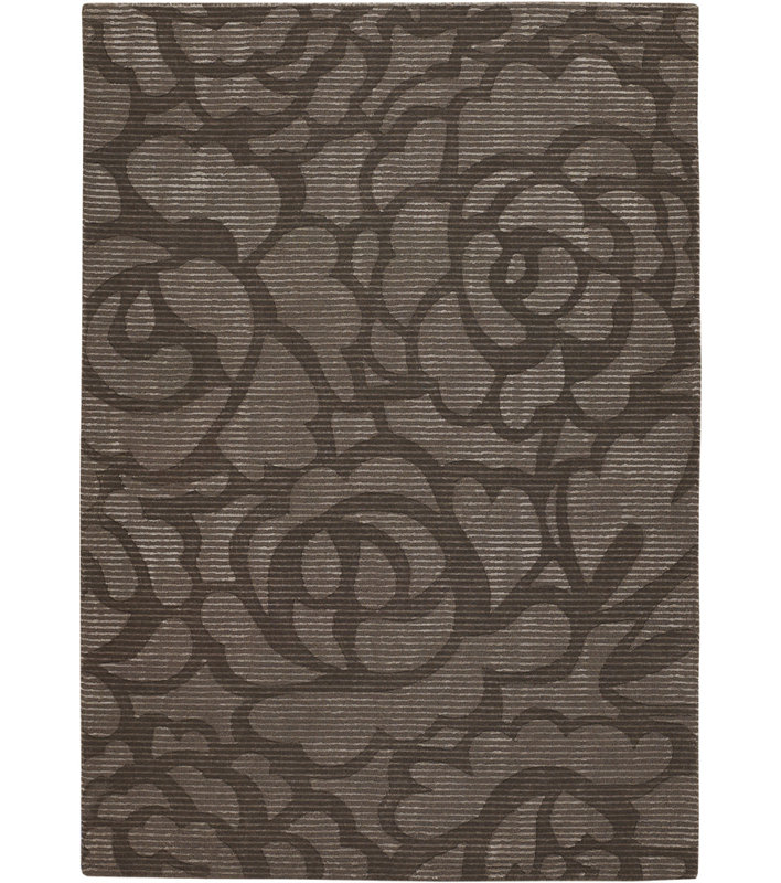 Fye Authentic Hand-Tufted Handmade Chocolate, Taupe & Beige Modern Oversized Floral Wool & Artificial Silk Area Rug
