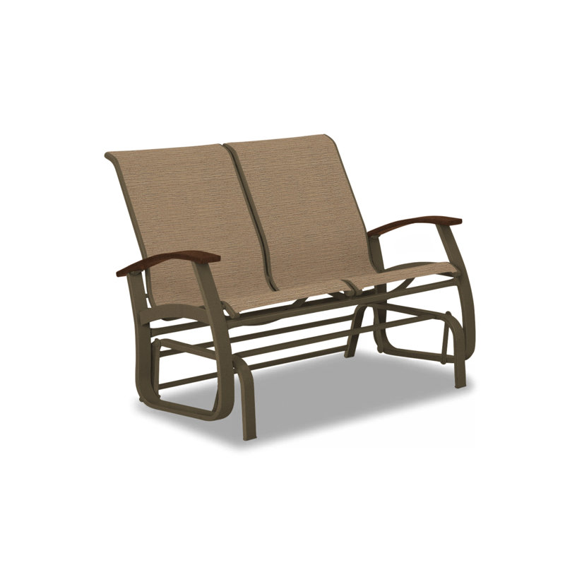 Belle Isle Outdoor Glider, Textured Beachwood, Kona P10, Aqua