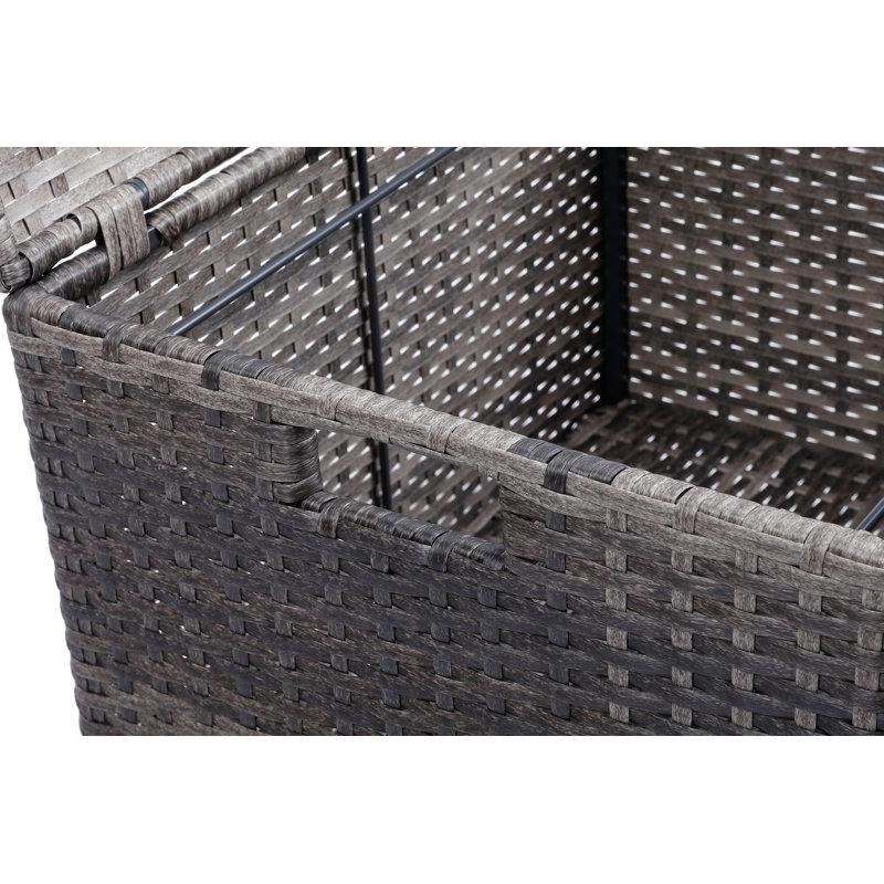 Gray Wicker Rolling File Storage Cabinet with Wheels