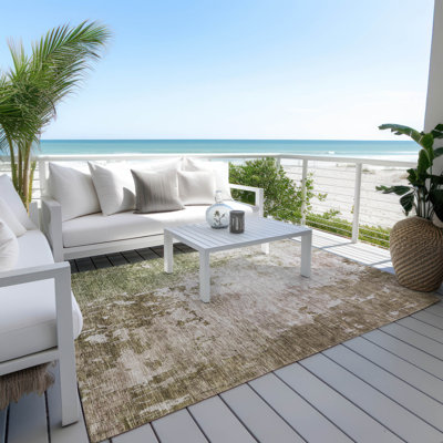 Machine Washable Indoor/Outdoor Cicel ACN1159 Brown Rug