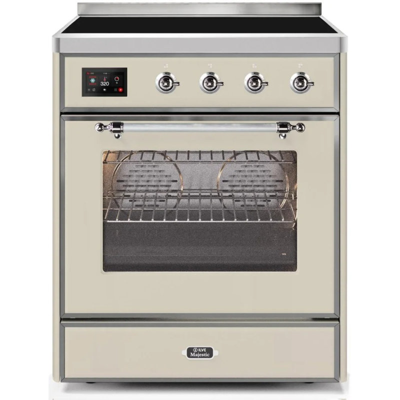 ILVE Majestic II Series 40 inch Induction Range with 6 Induction Elements (Glass Door), Antique White/Chrome