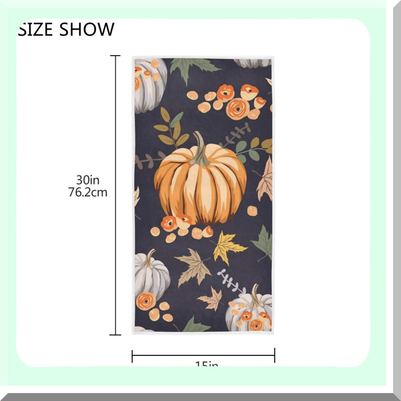 Autumn Harvest Pumpkin Guest Towels - Perfect for Thanksgiving Decor, Bathroom, Kitchen, Spa, Gym, and Yoga, 15 x 30 inches