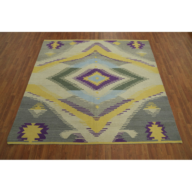 Tapis géométrique à motif géométrique kilim 8x8