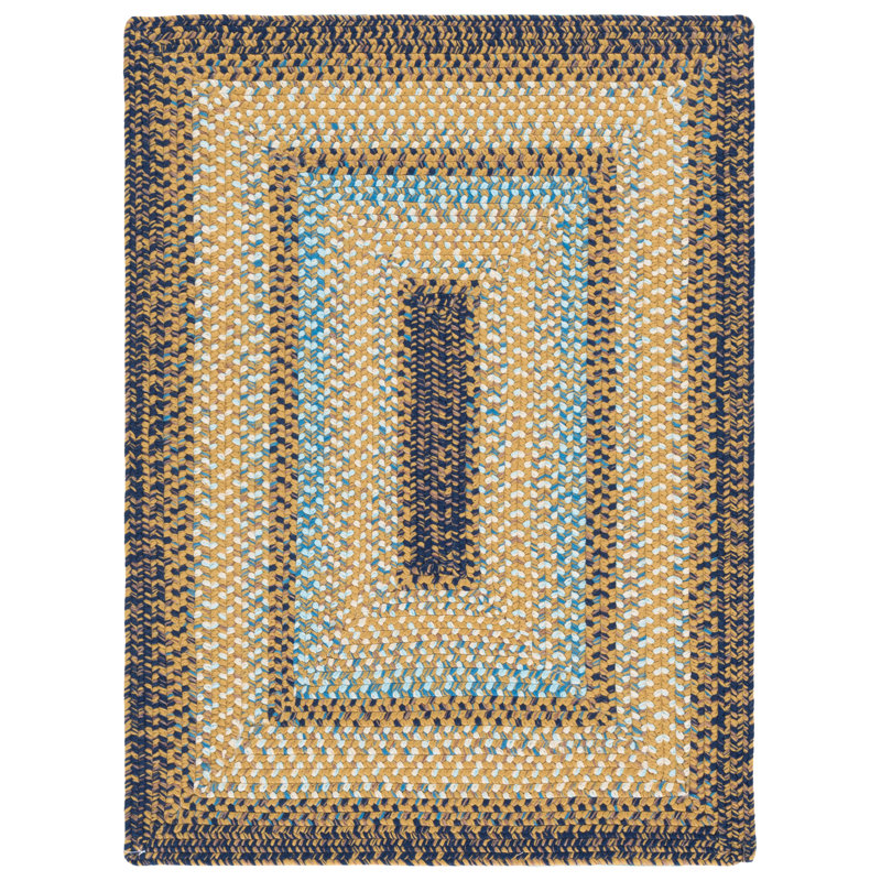 Braided Hand Woven Machine Washable Geometric Brown/Navy Indoor/Outdoor Area Rug, 2'-3" X 8'-0" Runner