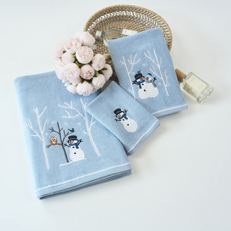 Ensemble de 3 serviettes de Noël modernes de qualité supérieure en coton 100% brodé pour salle de bain Jay Allen