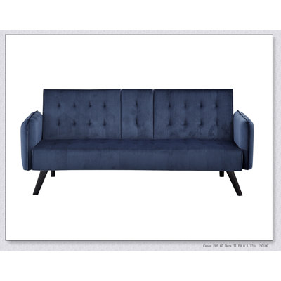Canapé-lit convertible en velours de 72 pouces avec porte-gobelets, canapé-lit pliant capitonné pour futon pour petits espaces