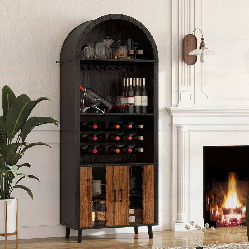 Armoire à barres pour le salon, Noir/naturel