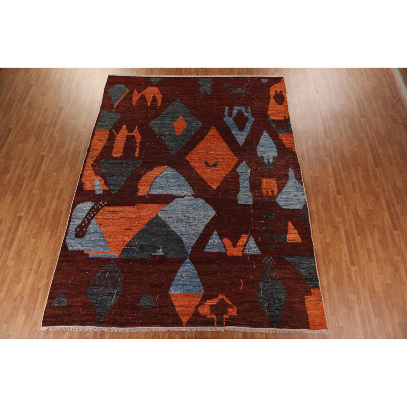 Grand tapis marocain abstrait noué à la main 10 x 14