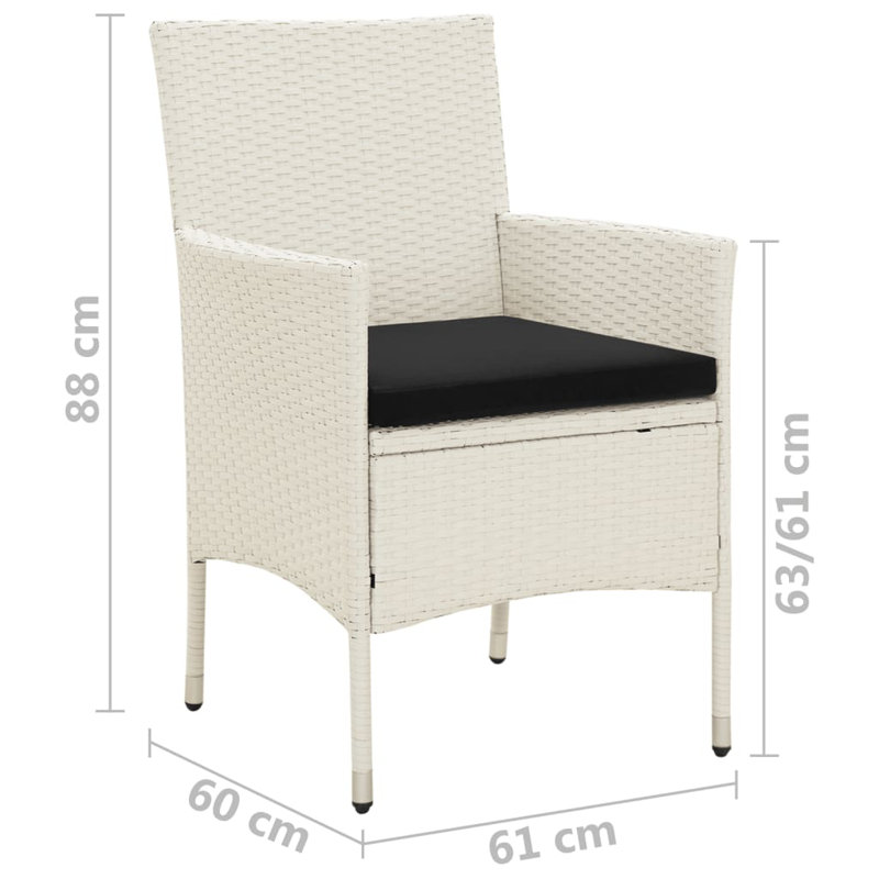 Fauteuil de patio avec coussin Prestley, Blanc, Noir
