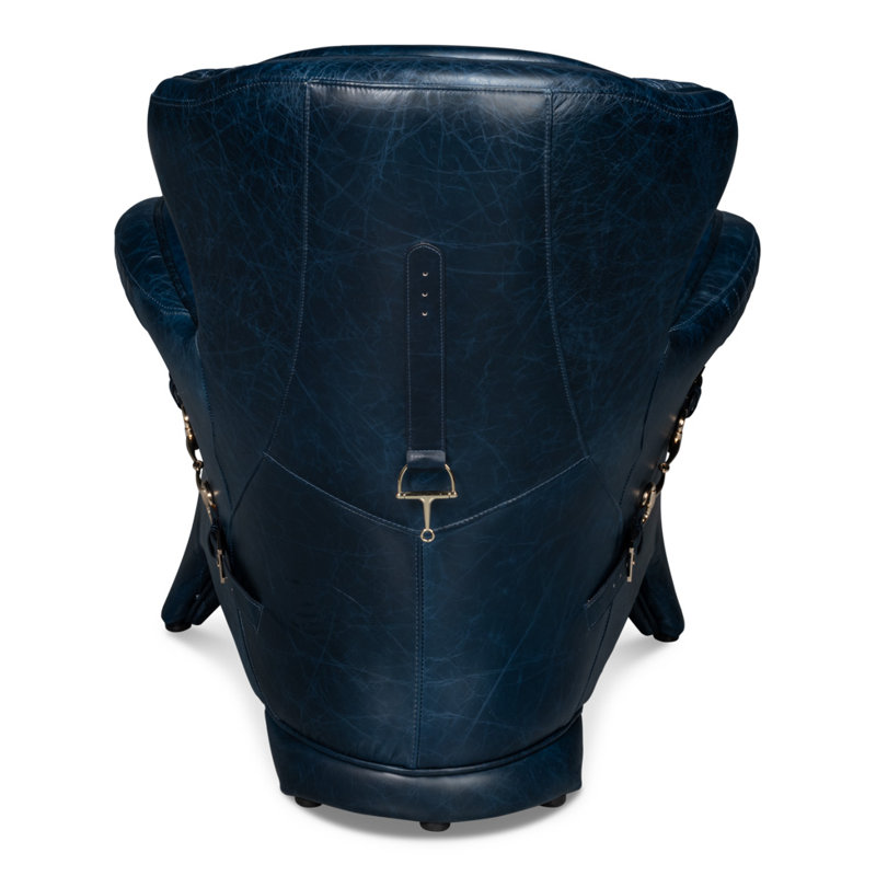 Hera Armchair, Dark Blue Genuine Leather