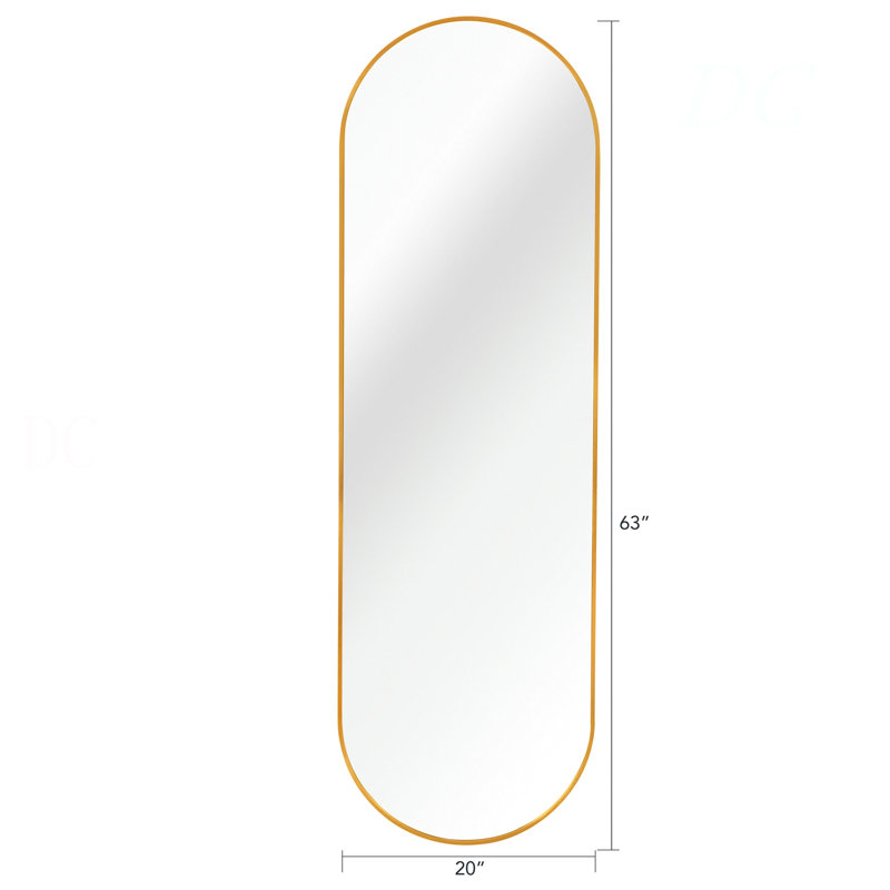 63 po x 20 po en forme de pilule, miroir pleine longueur ou miroir de salle de bain, Doré