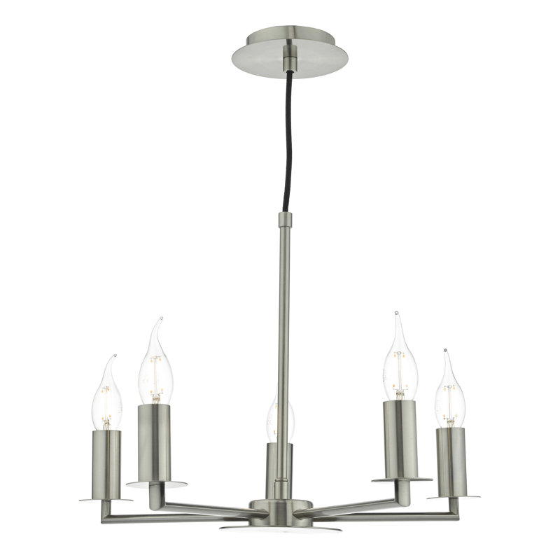 Catlin 5 - Light Candle Style Chandelier, Satin Chrome