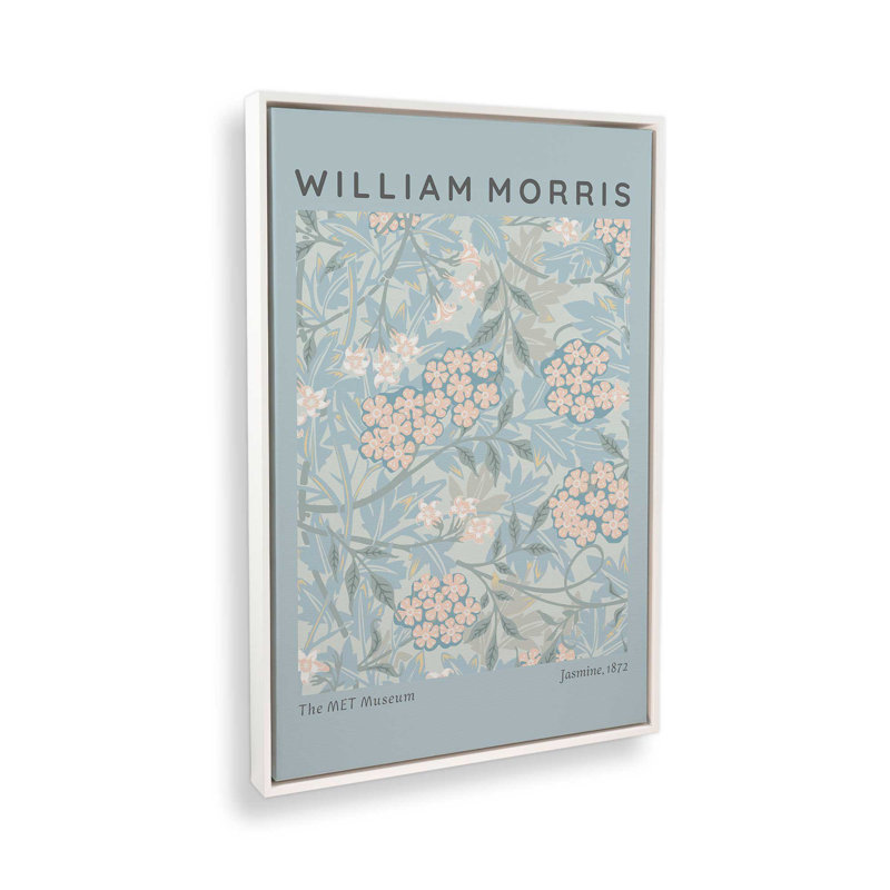 «Pale Blue Jasmine» par William Morris, reproduction sur toile dans un cadre en érable, H 18,75 po x l 12,75 po x P 1,75 po
