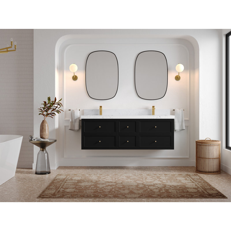 Meuble-lavabo double flottant 60 po avec dessus Roswell, Empira