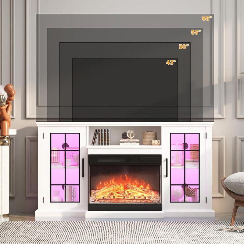 Meuble télé avec cadre et lumières DEL, H 31,5 po x l 59 po x P 13,8 po
