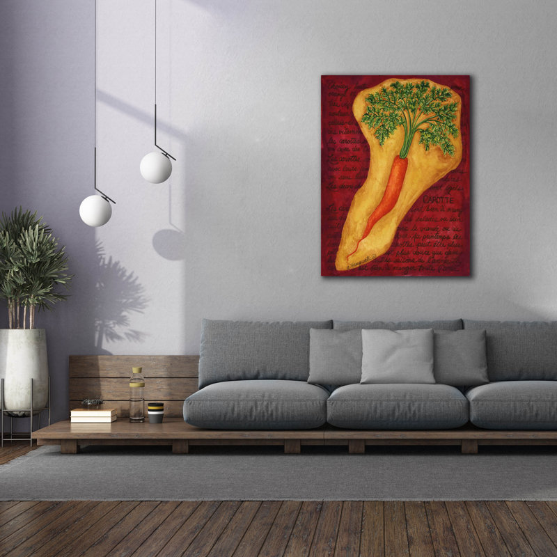 Art mural sur toile Epic Graffiti «Veggies On Red L Carotte» par Andrea Strongwater, H 54 po x l 40 po