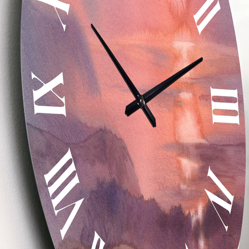 Lever de soleil en aquarelle rose - Horloge murale de ferme, Petit