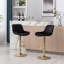 Repose-pieds chromé et base pivotante en velours à hauteur réglable et tabouret de bar simple doré, ensemble de 2, noir-362804692