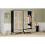 Armoire-penderie Armoire avec 2 portes en rotin et 1 tiroir, armoire de rangement pour vêtements avec tringle