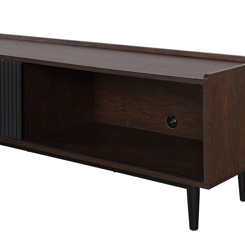 Yonda 59.25'' W One-Piece Storage Credenza, Dark Brown/Black