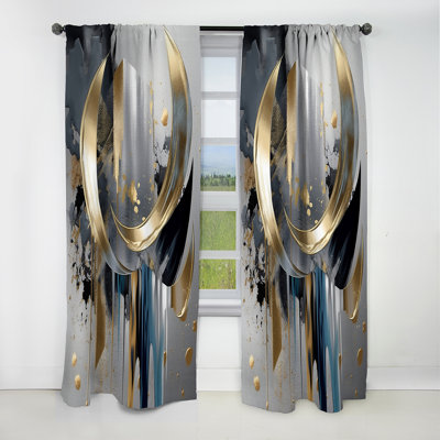 Abstract Shapes And Lines I - Abstract Marble Curtain - Blackout Marble Curtain - 1 Panels