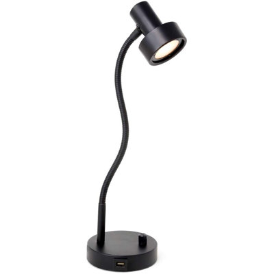 Lampe de bureau noire 19 po avec USB Jemario