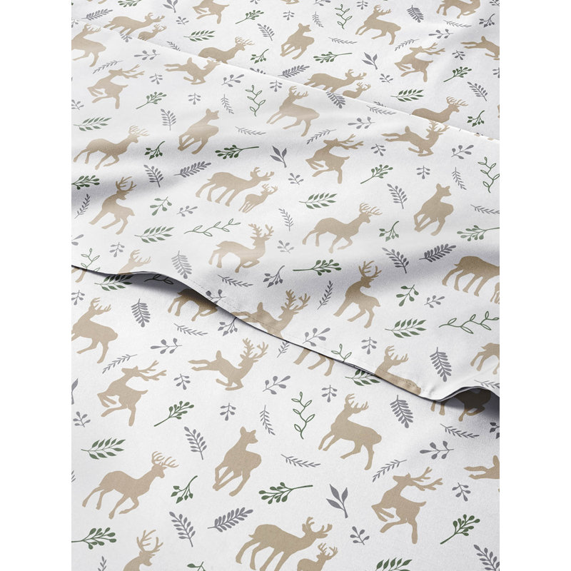 Christmas Sheet Set, Festive Holiday Bedding, Soft & Cozy, Wrinkle Free Bed Sheets, Reindeer 2