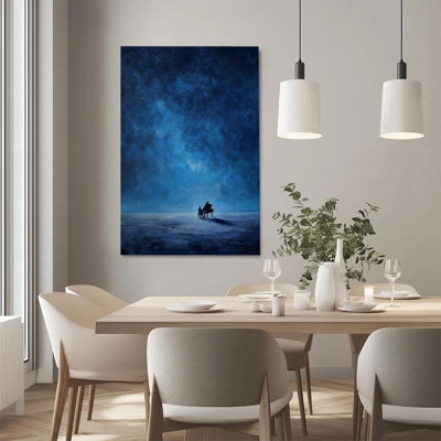 1Pc Framed Canvas Poster Print Starry Night Scenery, Piano Solo, Dreamy Realistic Style Wall Art Decor, Perfect for Room Decor Living Room Bedroom Office Kitchen Bathroom Home Decor, Ideal Home Wall Decoration Gift, 2D Flat