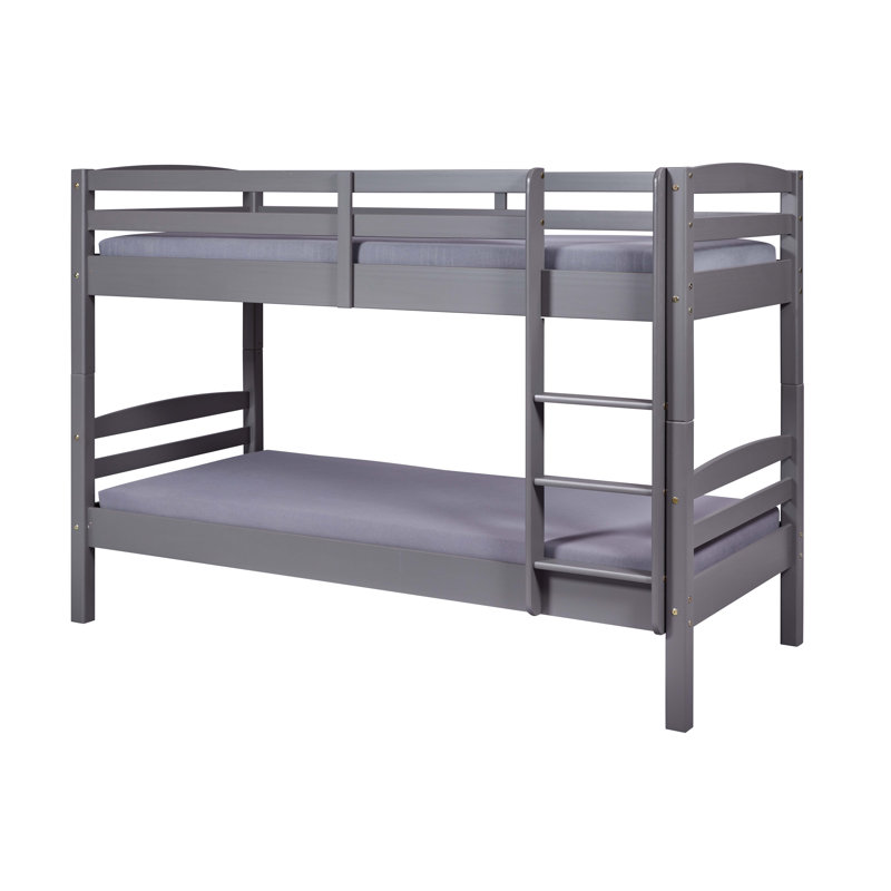 Rahma bunk bed with slatted frames and ladder, 90x200 cm, Gray