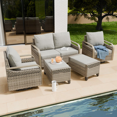 Justun Wicker 4 - Person Patio Conversation Set with Cushions