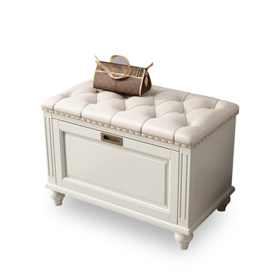 white Upholstered solid wood Bench