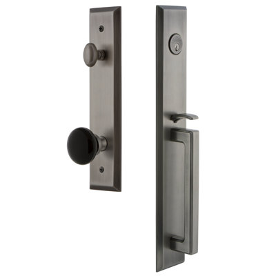 5th Avenue Handleset with Single Cylinder Deadbolt and Coventry Door Knob and Rosette