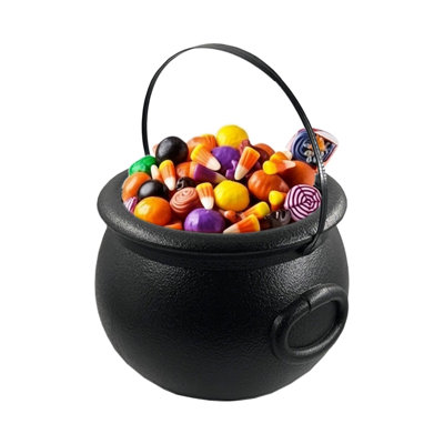 Pot de sorcière d'Halloween, seau à flamme en plastique, chaudron, seau à bonbons d'Halloween, étagère à bonbons, bocal, décorations de seau