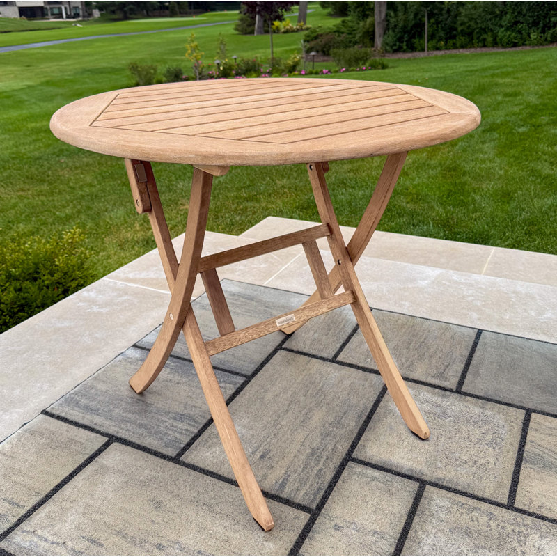 Suki Folding Solid Wood Bistro Table, Wheat