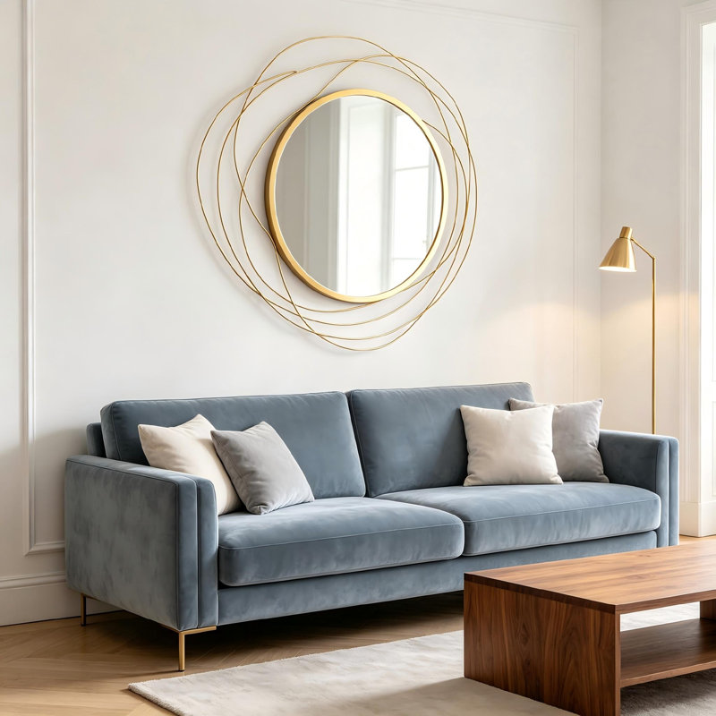 Metal Round Mirror, Gold