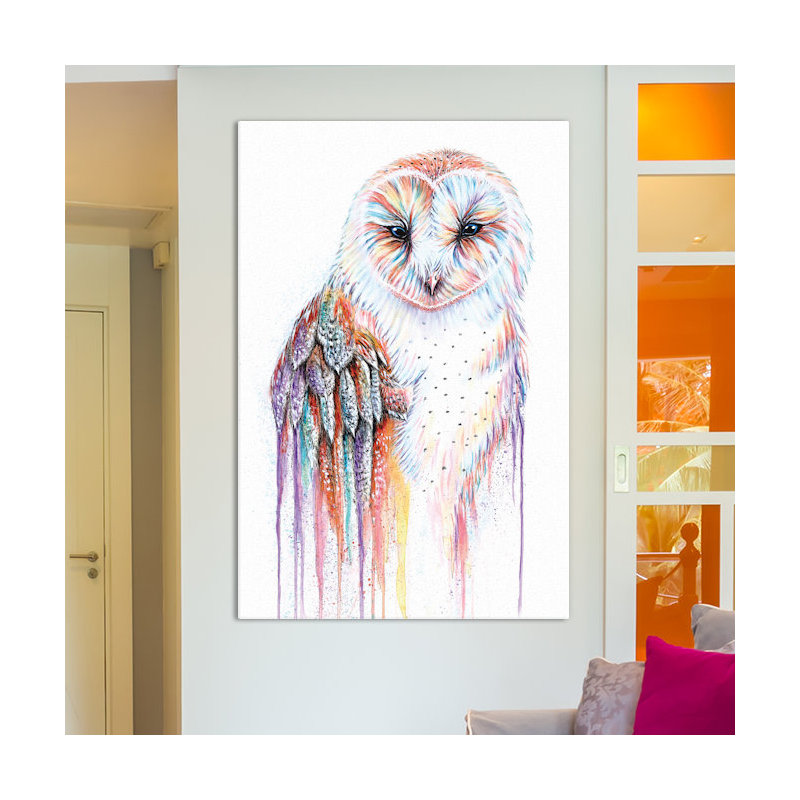 Peinture sur toile tendue Barred Rainbow Owl, H 12 po x l 8 po x P 0,75 po