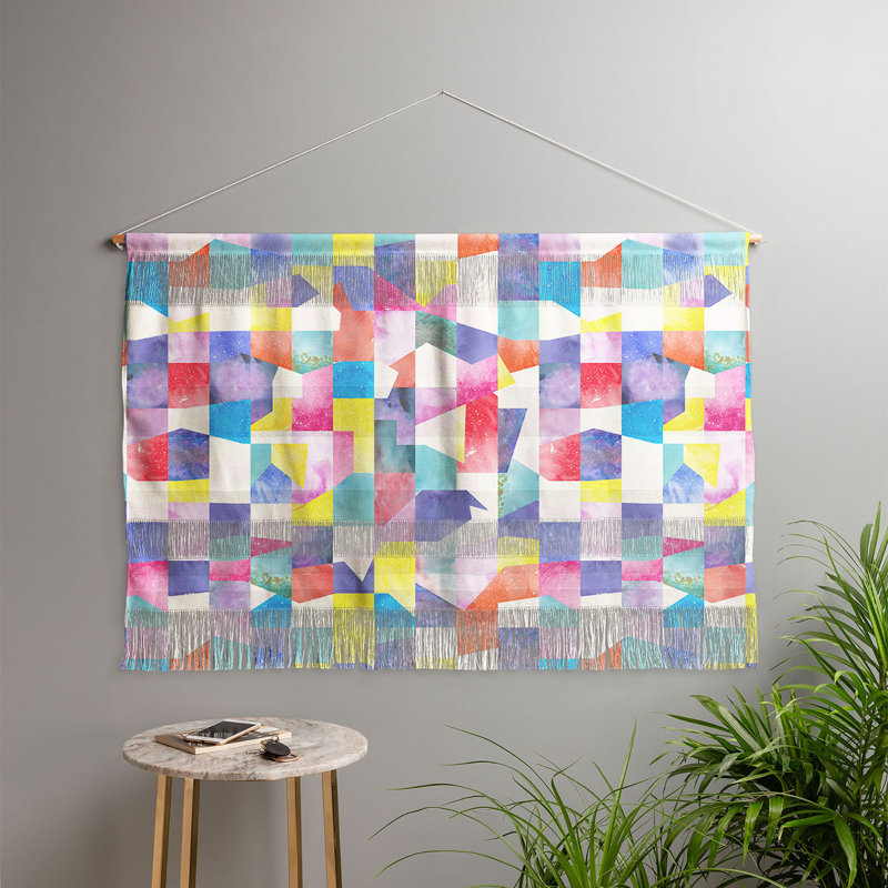 Tenture murale en polyester à texture de collage Ninola avec accessoires de suspension inclus, H 32 po x l 47 po, Rose