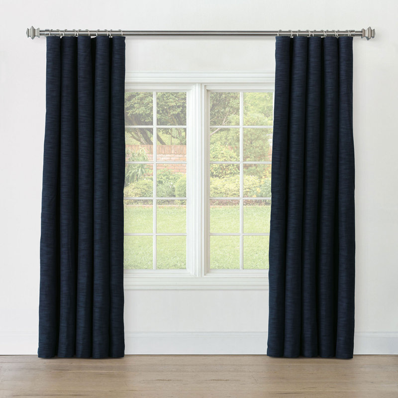 Sterling Strie Curtain Panel In Spa, Navy, 96" W x 108" L