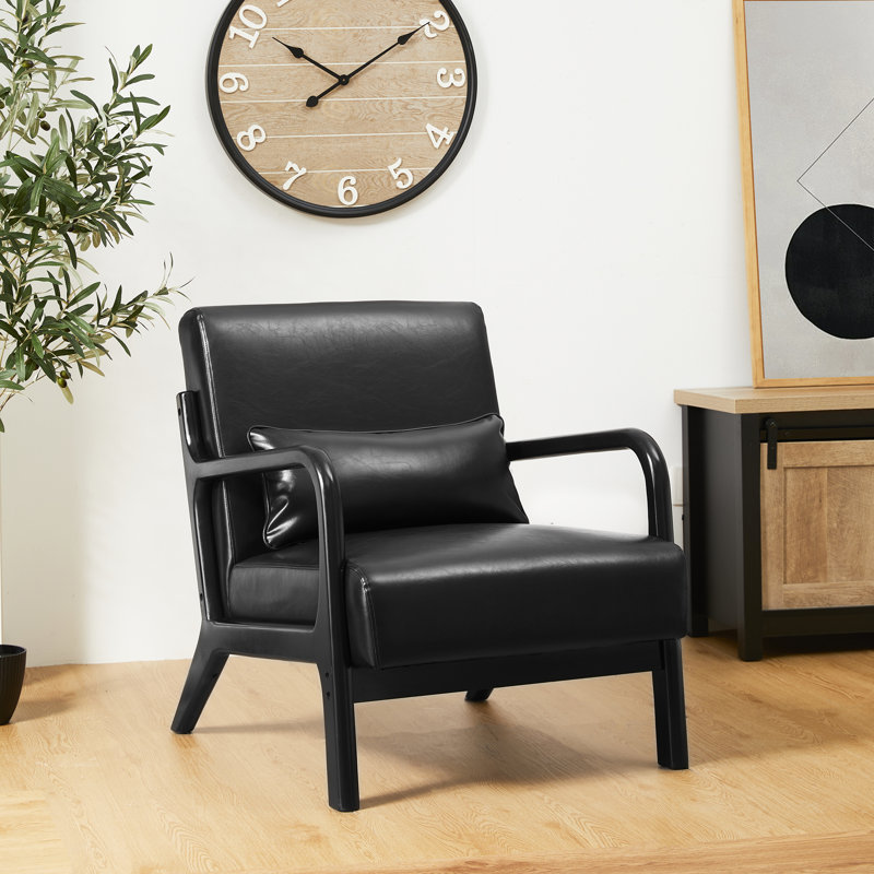 Bradley Faux Leather Armchair, Black Faux Leather