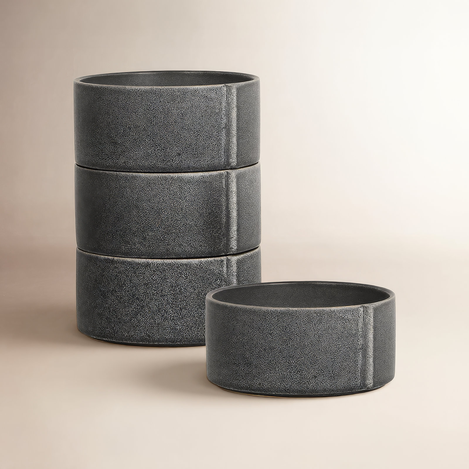 Stone Lain Bao 4-Piece Bowl Set Stoneware, Black