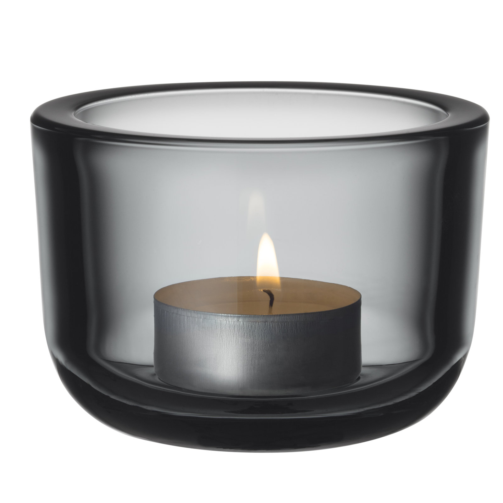 Valkea Glass Tealight Holder, Gray