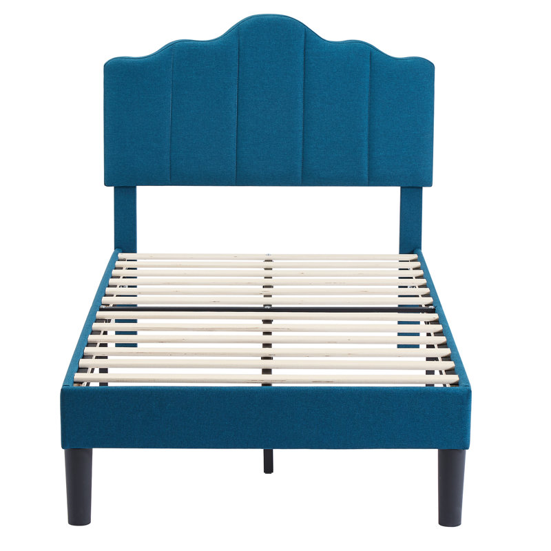 Twin Upholstered Platform Bed With Tufted Headboard, No Box Spring, Twin