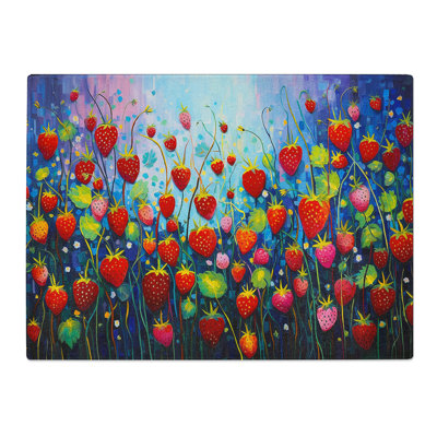 Strawberry Abstract  Glass Chopping Board