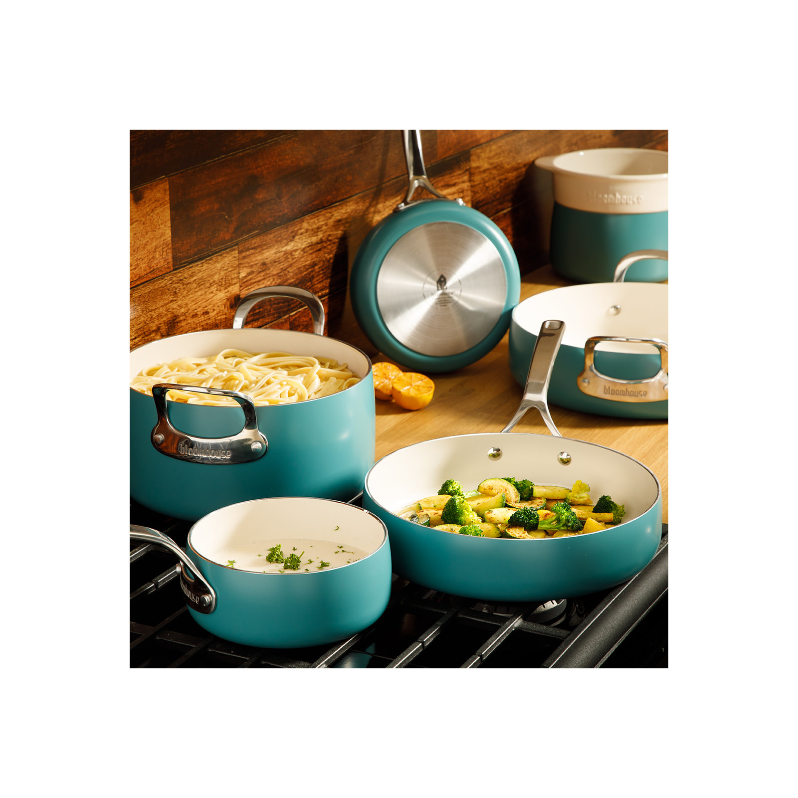 12 - Piece Non-Stick Aluminum Cookware Set, Perinwinkle Blue