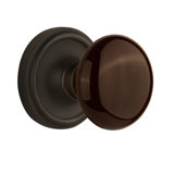Classic Rosette with Brown Porcelain Door Knob