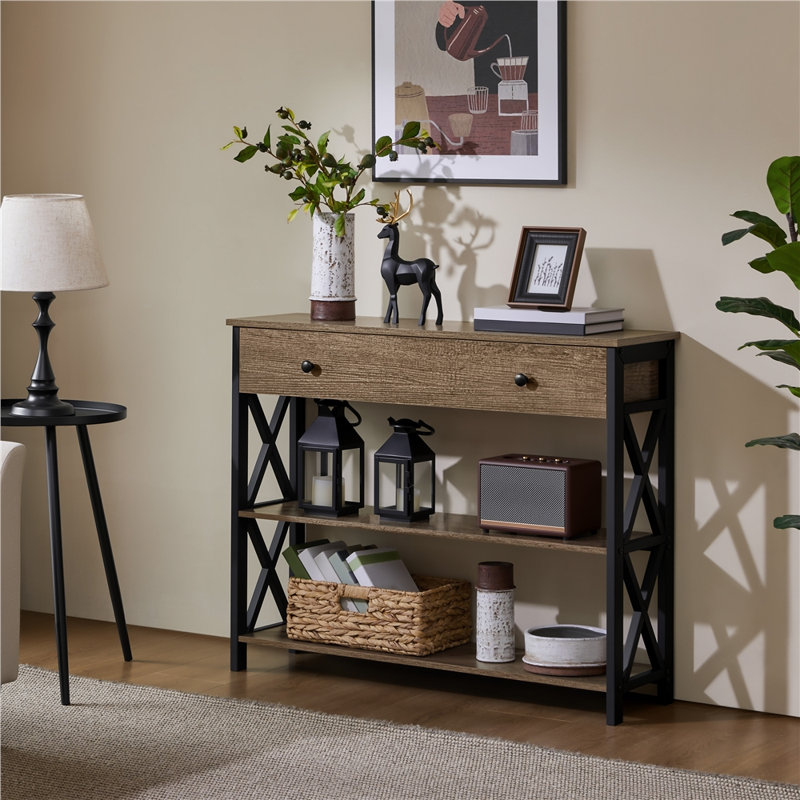 Keivha 39.5'' Console Table, Taupe Wood